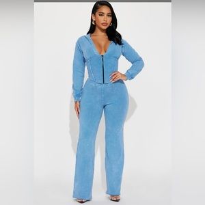 Brand New Fashion Nova Light Blue wash pant suit